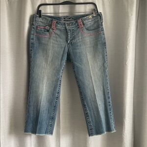 Switch USA Denim Pink embroidered sequin Low Rise Capris